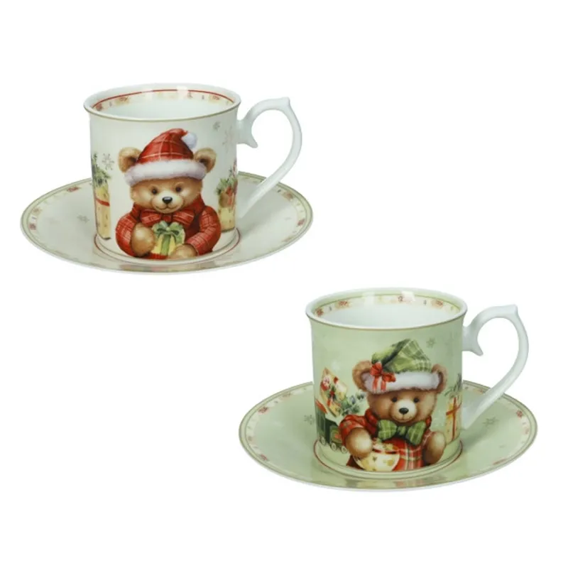 Offerta Limitata BRANDANI Set 2 tazzine caffè New Bone China “Coccole” con piattino – ⌀ 15 x h 9,5 cm