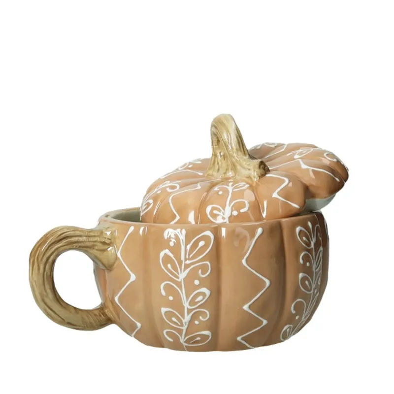 Compra Online BRANDANI Tazza zucca arancio con tappo in dolomite – ⌀ 13 x h 12 cm