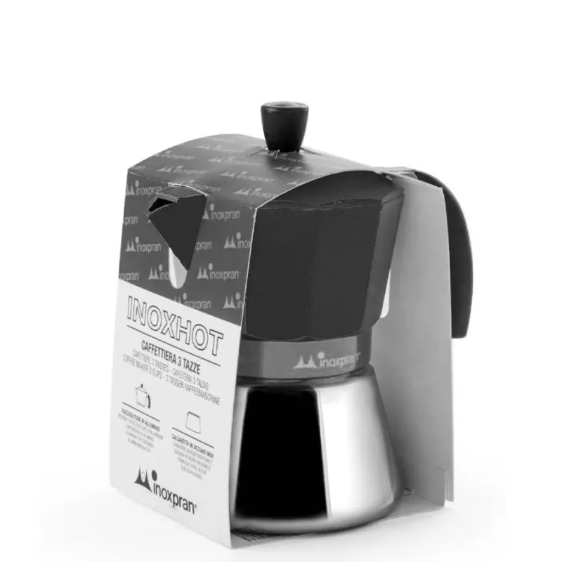 Caffettiera “Alu Inoxpran” antracite 3 tazze – 16 x 9,5 x h 16 cm Pagamento Sicuro