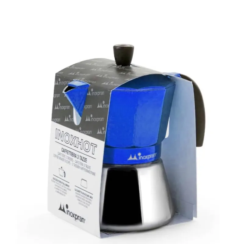 Soddisfatti O Rimborsati Caffettiera “Alu Inoxpran” blu 3 tazze – 16 x 9,5 x h 16 cm