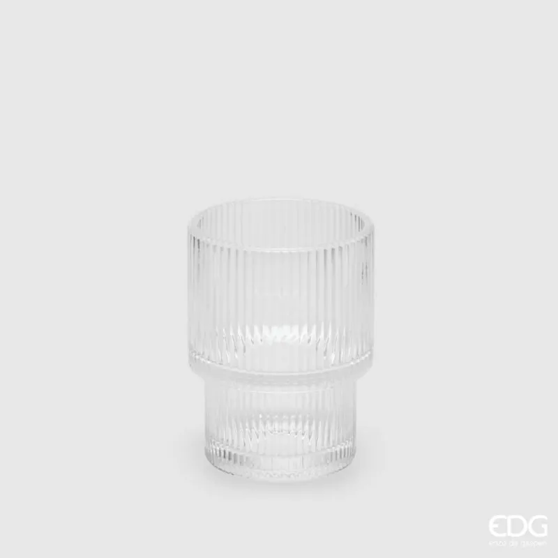 Super Prezzo EDG Bicchiere in vetro a righe “Tumbler” trasparente – ø 6,8 x h 9 cm