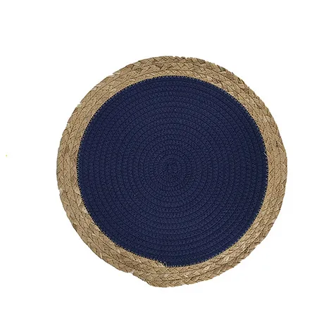 Spedizione Espresso HOGEWONING Tovaglietta sottopiatto in tessuto color corda e blu – ⌀ 37 cm