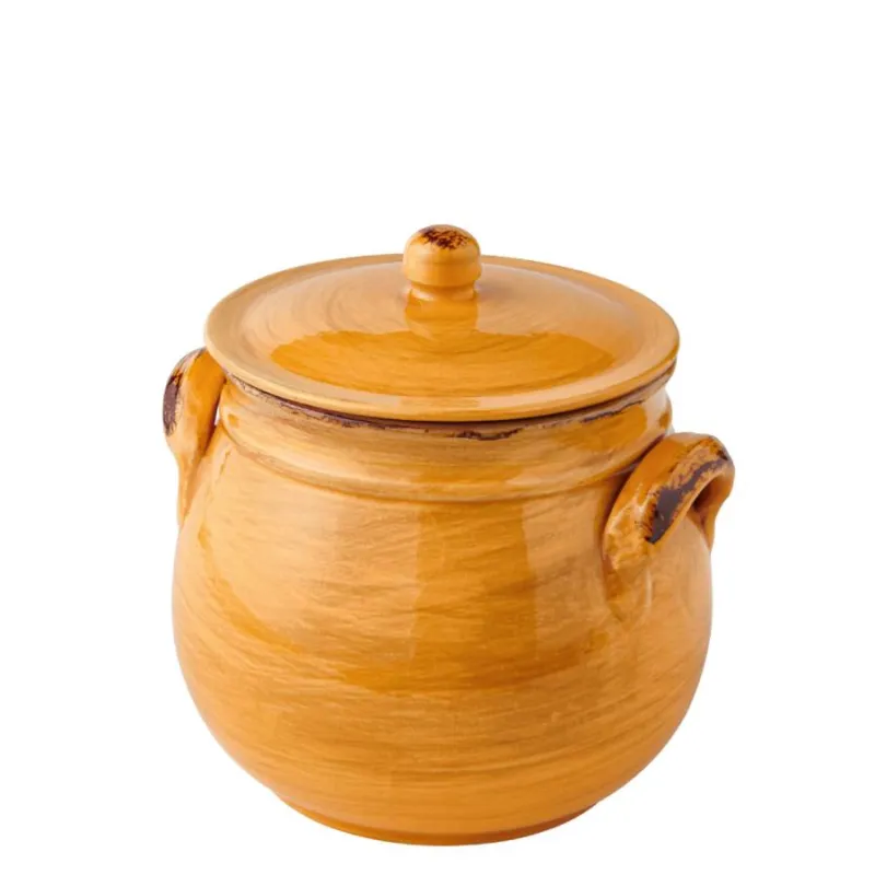 BRANDANI Legumiera gialla con coperchio in terracotta da fuoco – ⌀ 16,5 x h 21 cm Compra Online