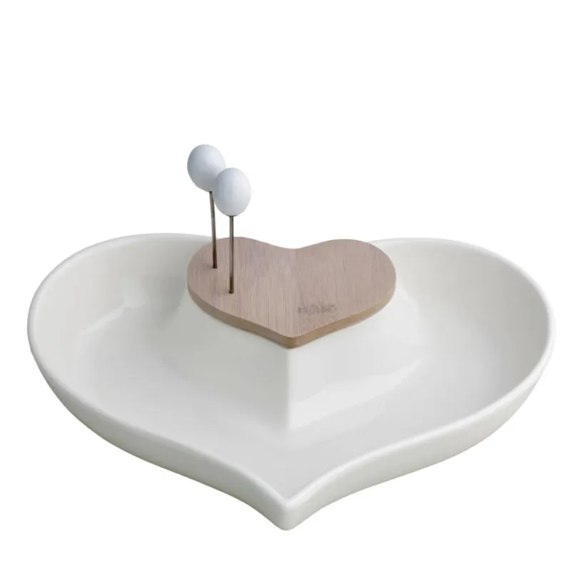 Compra Oggi Stesso BRANDANI Antipastiera in porcellana “Cuore” con 2 forchettine inox – 24 x h 5 cm
