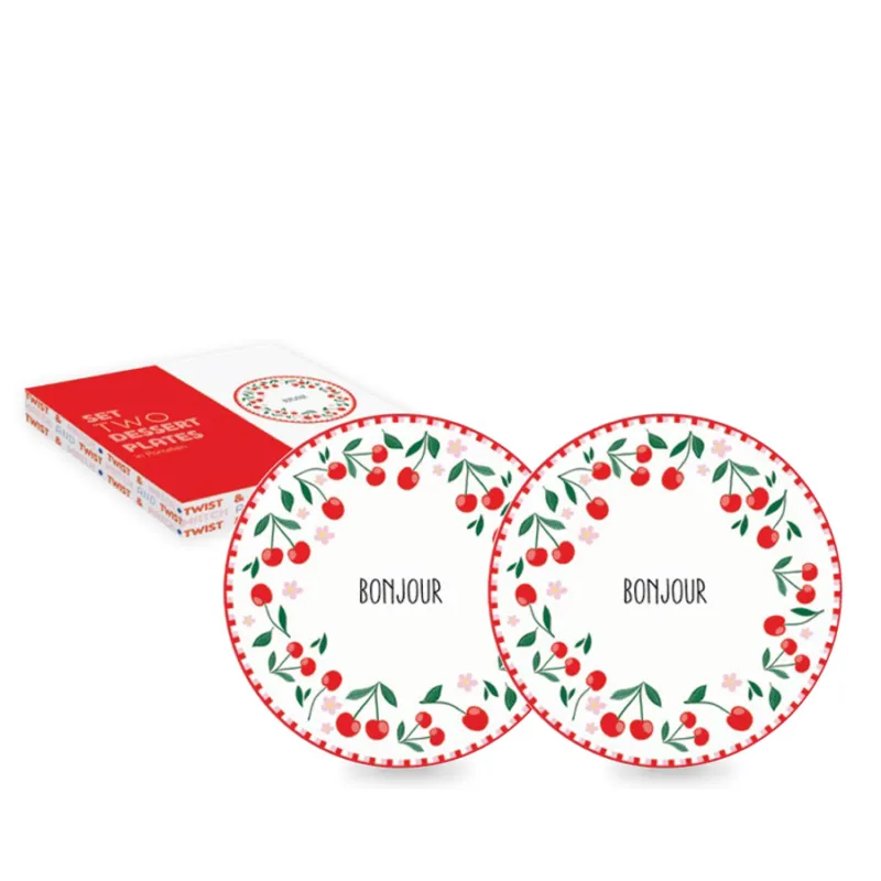 EASY LIFE Set 2 piattini dessert in porcellana Bonjour “Twist and Match Red” – ⌀ 20 cm Ultima Occasione