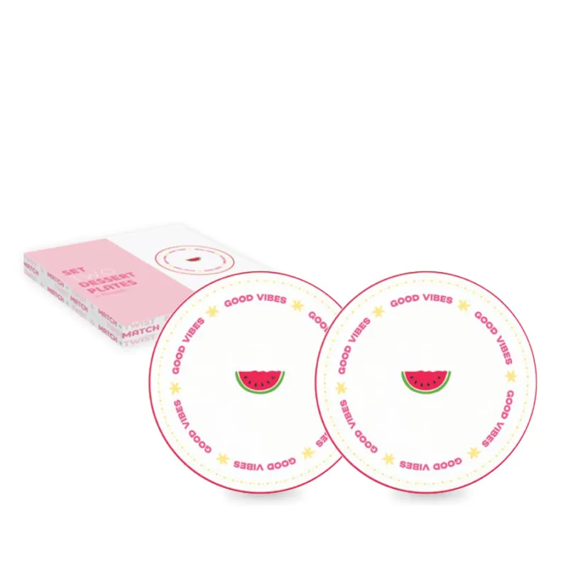 EASY LIFE Set 2 piattini dessert in porcellana Good Vibes “Twist and Match Aquamarine Pink” – ⌀ 20 cm Prezzo Di Fabbrica